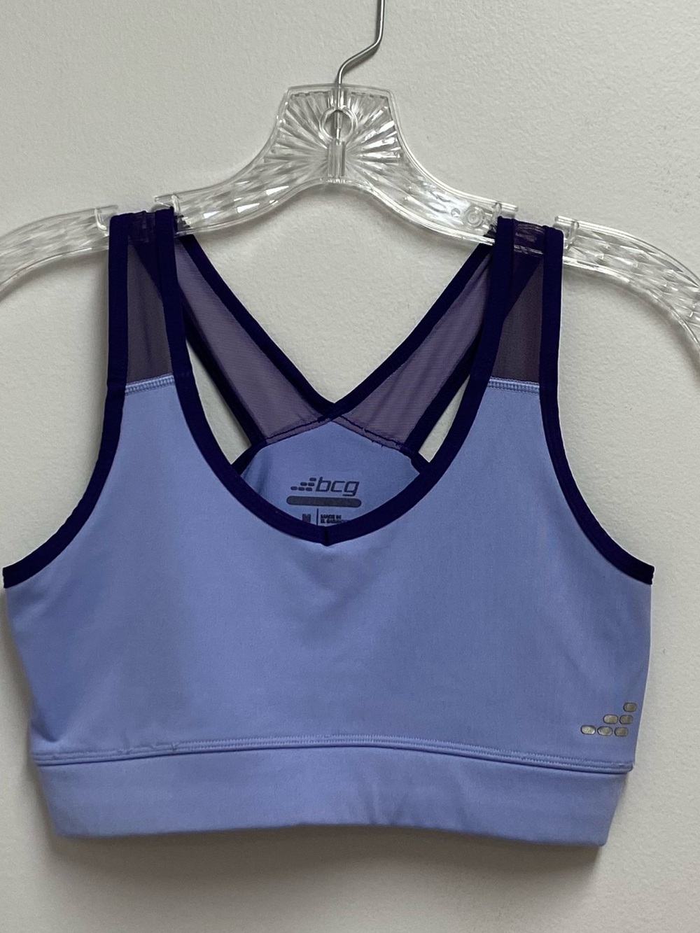 bcg Lavender and Navy Strappy Mesh-Back Sports Bra size medium